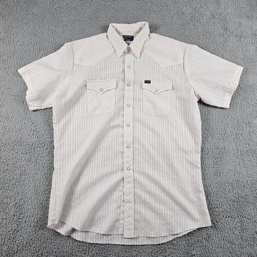 Vintage Wrangler Pearl Snap Shirt Mens White Plaid XLT Tall Cowboy Western Ranch
